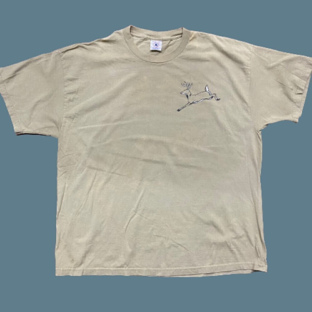 Delta Vintage Psalms Deer Nature Graphic Brown Cotton T-Shirt Men's Size XXL